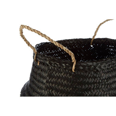 Orsina Small Seagrass Basket – Black and Silver Decorative Storage