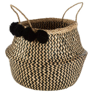 Orsina Lidi Pom Pom Seagrass Basket – Woven Eco-Friendly Storage