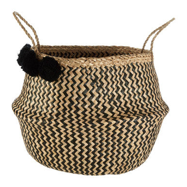 Orsina Lidi Pom Pom Seagrass Basket – Woven Eco-Friendly Storage