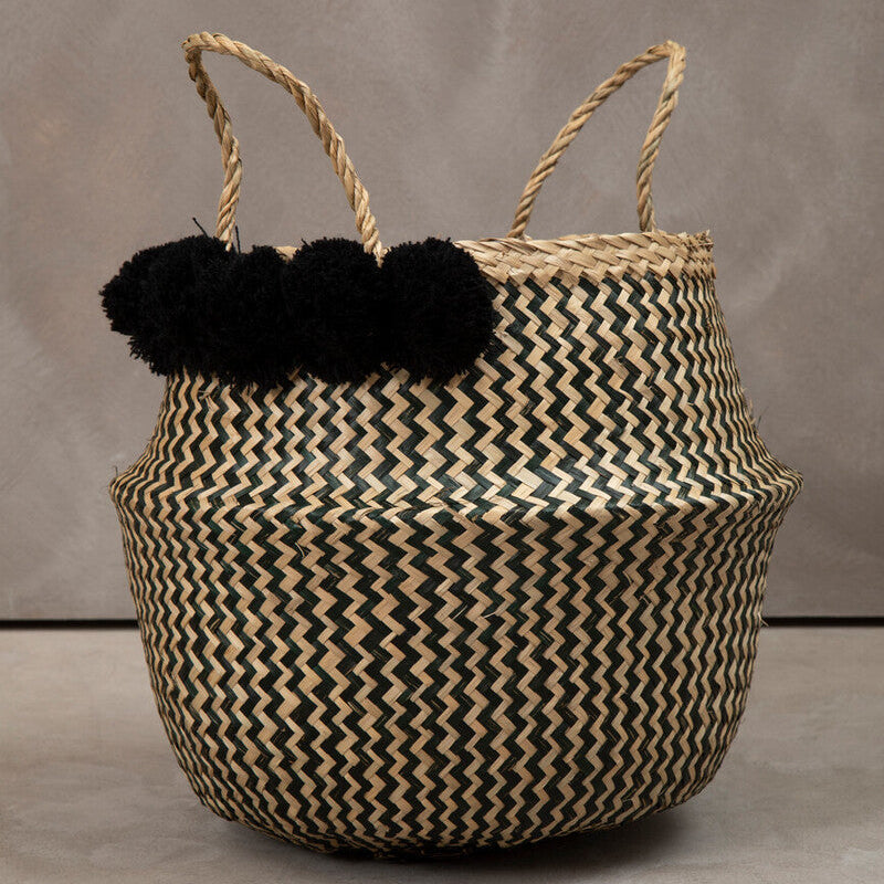 Orsina Lidi Pom Pom Seagrass Basket – Woven Eco-Friendly Storage
