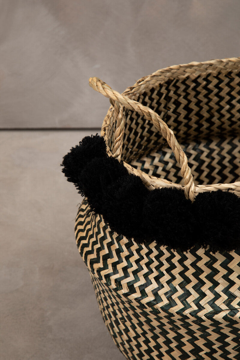 Orsina Lidi Pom Pom Seagrass Basket – Woven Eco-Friendly Storage