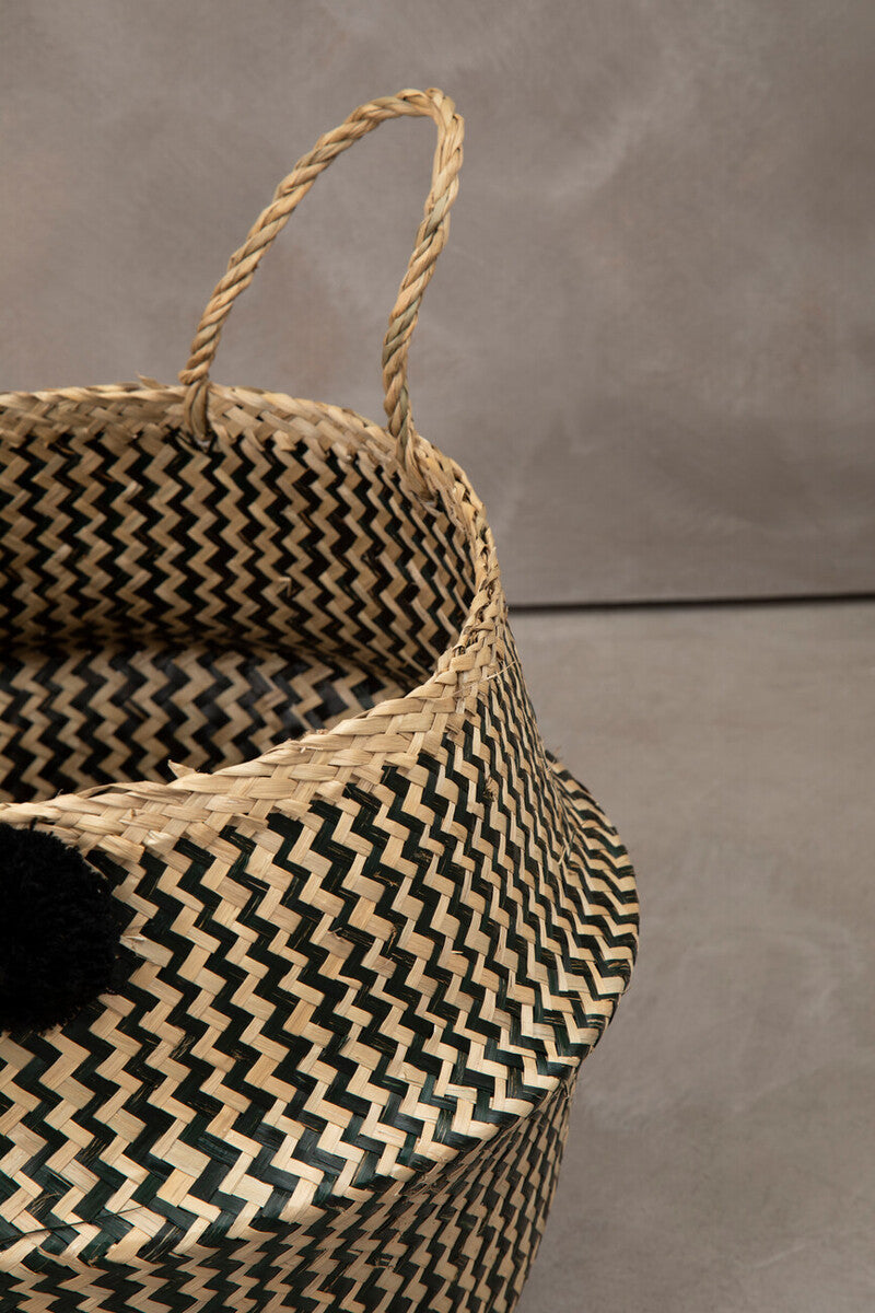 Orsina Lidi Pom Pom Seagrass Basket – Woven Eco-Friendly Storage