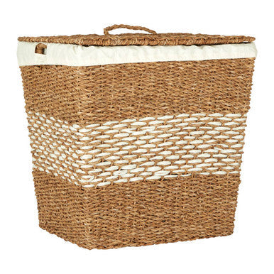 Orsina Lidi Tapered Seagrass Basket with Lid | Coastal Woven Storage