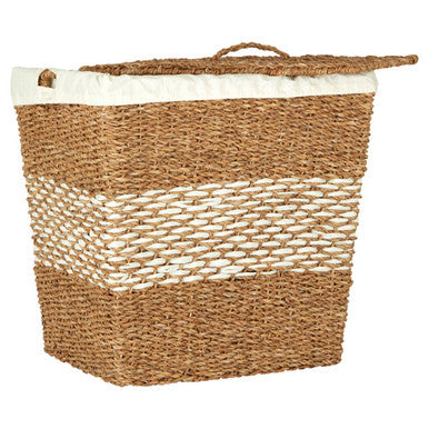 Orsina Lidi Tapered Seagrass Basket with Lid | Coastal Woven Storage