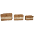 Orsina Lidi Rectangular Seagrass Baskets with Lids - Set of 3
