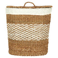 Orsina Oval Seagrass Basket with Lid – Lined Woven Storage Organizer