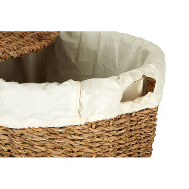 Orsina Oval Seagrass Basket with Lid – Lined Woven Storage Organizer