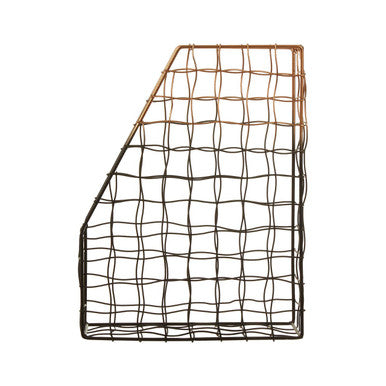 Orsina Mimo Magazine Holder – Black and Gold Metal Grid Storage Rack