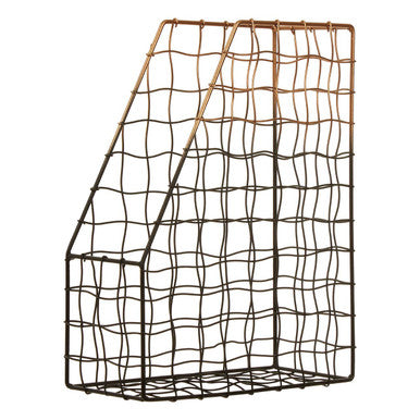 Orsina Mimo Magazine Holder – Black and Gold Metal Grid Storage Rack