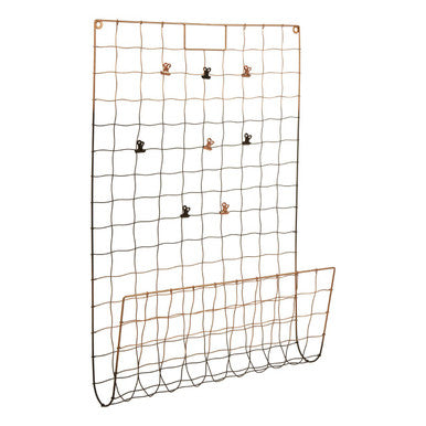 Orsina Wall Mount Magazine Rack – Black & Gold Wire Grid Organizer