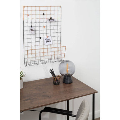Orsina Wall Mount Magazine Rack – Black & Gold Wire Grid Organizer