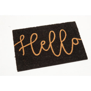 Orsina Hello Black Coir Doormat – Modern Minimalist Welcome Mat