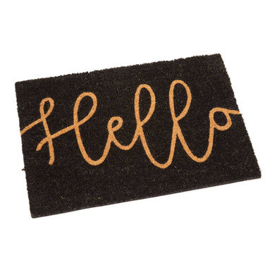 Orsina Hello Black Coir Doormat – Modern Minimalist Welcome Mat