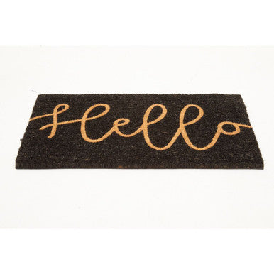 Orsina Hello Black Coir Doormat – Modern Minimalist Welcome Mat