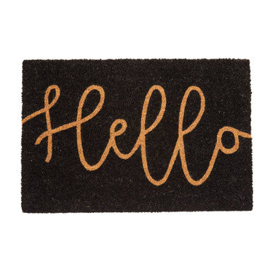 Orsina Hello Black Coir Doormat – Modern Minimalist Welcome Mat