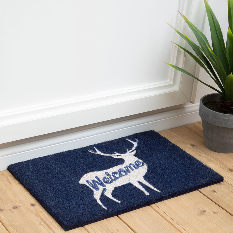 Orsina Welcome Deer Doormat – Rustic Coir Entrance Mat for Front Doors