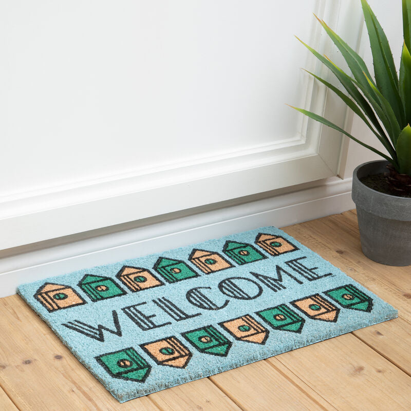Orsina Welcome Home Coir Doormat – Eco-Friendly Light Green Outdoor Mat
