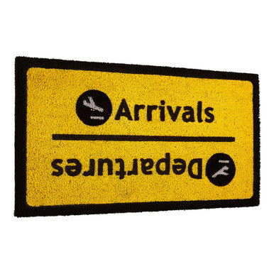 Orsina Arrivals Departures Coir Doormat – Travel Inspired Entryway Mat