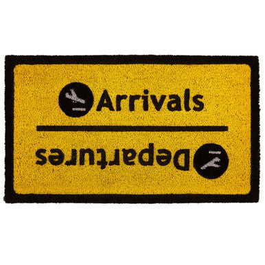 Orsina Arrivals Departures Coir Doormat – Travel Inspired Entryway Mat