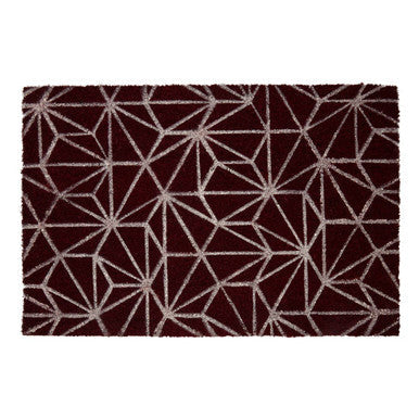 Orsina Mimo Dark Red Geometric Coir Doormat – Durable Outdoor Welcome Mat