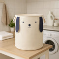 Orsina Dog Face Laundry Bag – Collapsible White Fabric Hamper