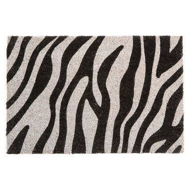 Orsina Filta Zebra Print Coir Doormat – Modern Animal Print Entryway Mat