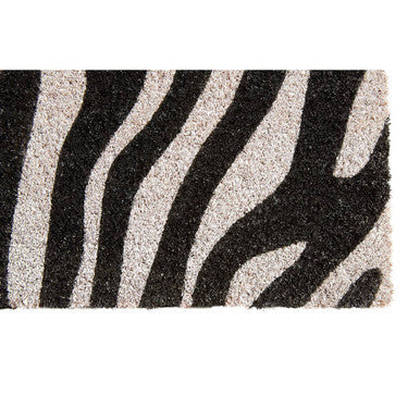 Orsina Filta Zebra Print Coir Doormat – Modern Animal Print Entryway Mat
