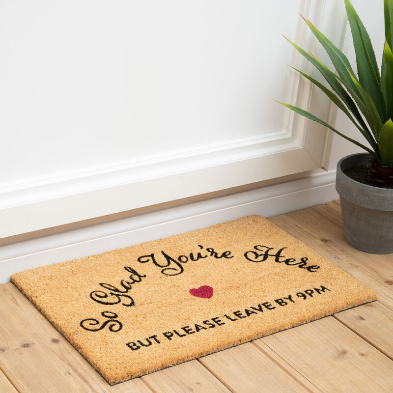 Orsina Filta So Glad You Are Here Doormat – Non-Slip Entryway Mat