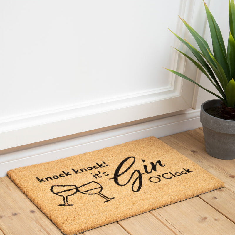 Orsina Gin O'Clock Doormat – Novelty Coir Entryway Mat for Outdoors