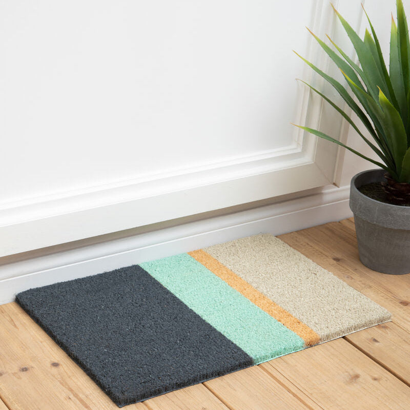 Orsina Filta Japandi Stripe Dark Doormat – Minimalist Entryway Mat