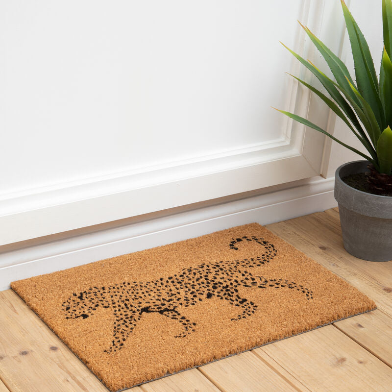 Orsina Filta Leopard Doormat – Non-Slip Coir Animal Print Entrance Mat