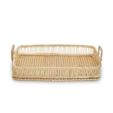 Orsina Ezell Rattan and Bamboo Rectangular Handwoven Serving Tray