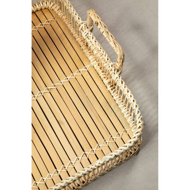 Orsina Ezell Rattan and Bamboo Rectangular Handwoven Serving Tray