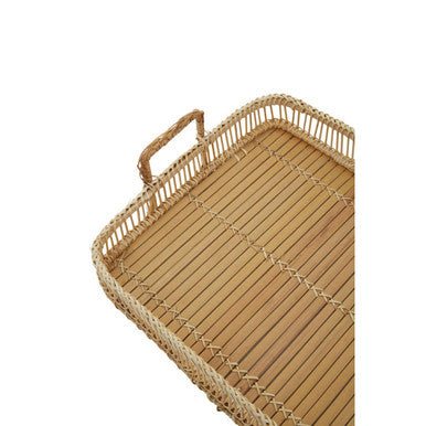 Orsina Ezell Rattan and Bamboo Rectangular Handwoven Serving Tray