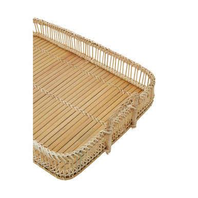 Orsina Ezell Rattan and Bamboo Rectangular Handwoven Serving Tray