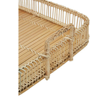 Orsina Ezell Rattan and Bamboo Rectangular Handwoven Serving Tray