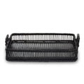 Orsina Ezell Black Rattan and Bamboo Rectangular Decorative Serving Tray