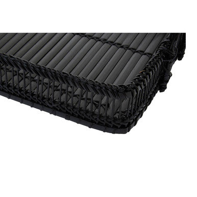 Orsina Ezell Black Rattan and Bamboo Rectangular Decorative Serving Tray