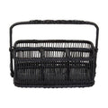 Orsina Ezell Black Rattan and Bamboo Caddy | Kitchen Cutlery Organiser