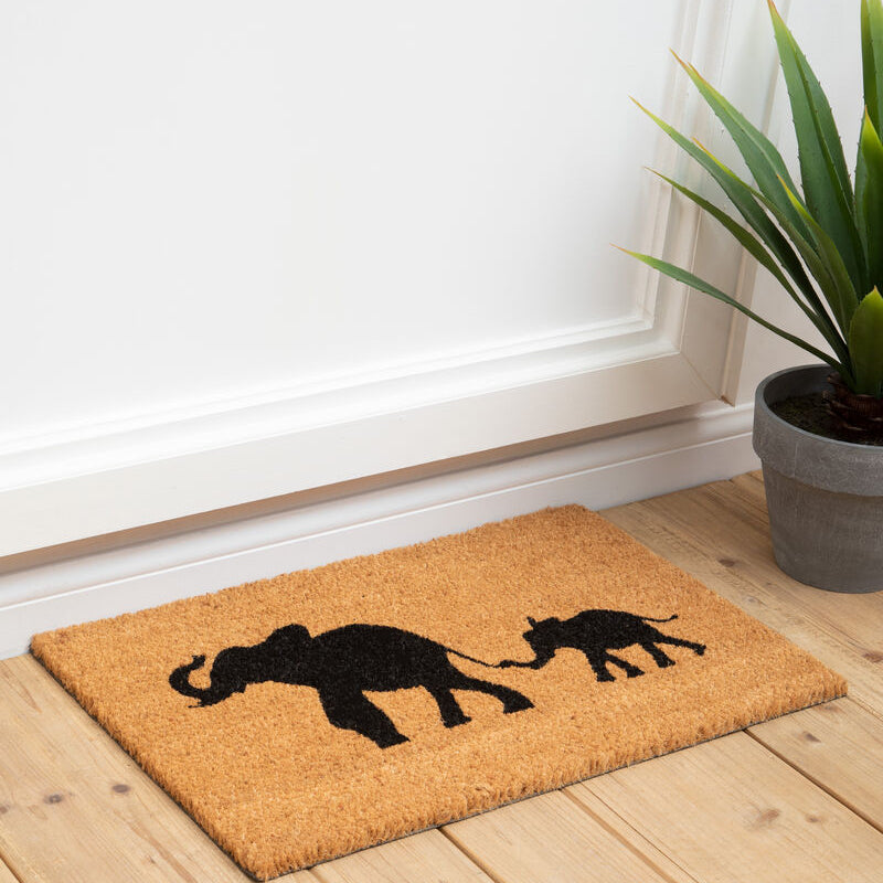 Orsina Elephant and Baby Elephant Non-Slip Doormat – Animal Decor