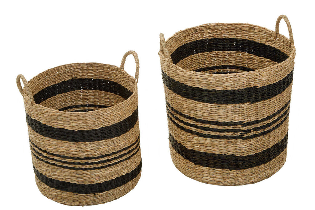 Orsina Arles Set of 2 Seagrass Storage Baskets with Black Stripes