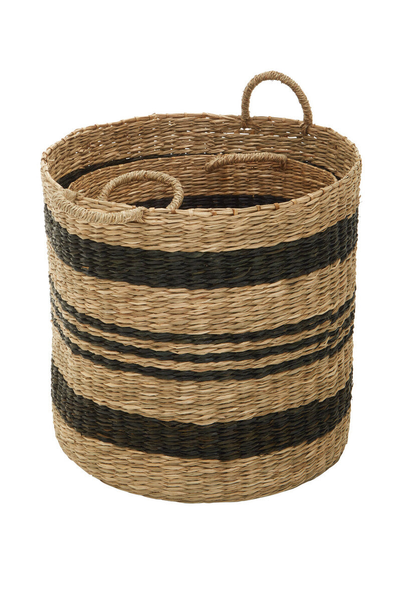 Orsina Arles Set of 2 Seagrass Storage Baskets with Black Stripes