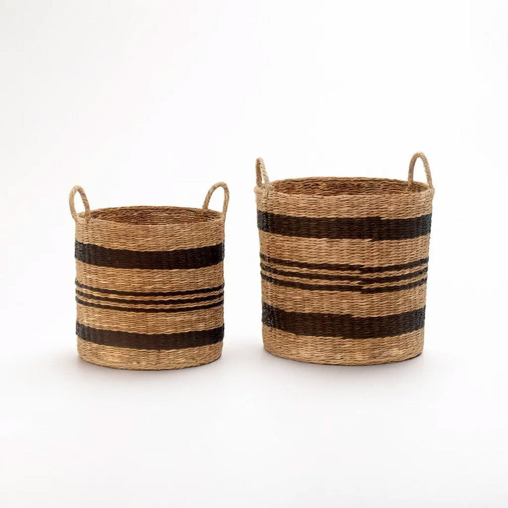 Orsina Arles Set of 2 Seagrass Storage Baskets with Black Stripes
