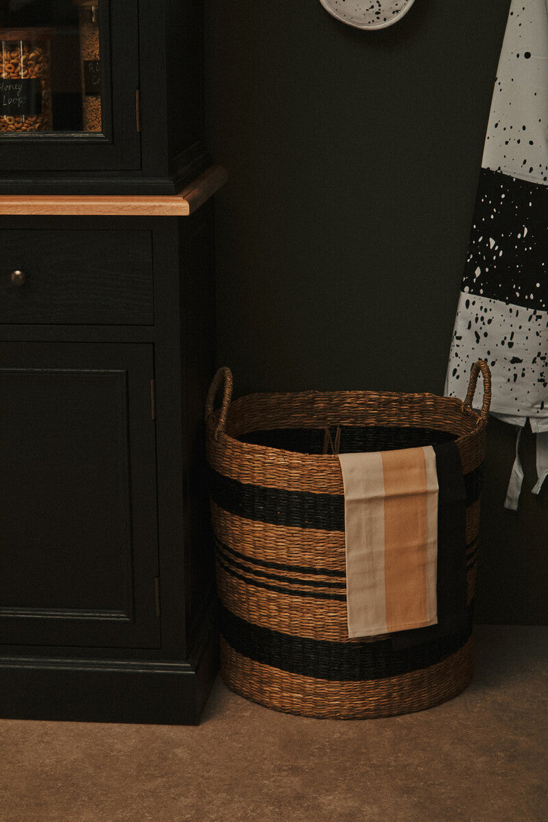 Orsina Arles Set of 2 Seagrass Storage Baskets with Black Stripes