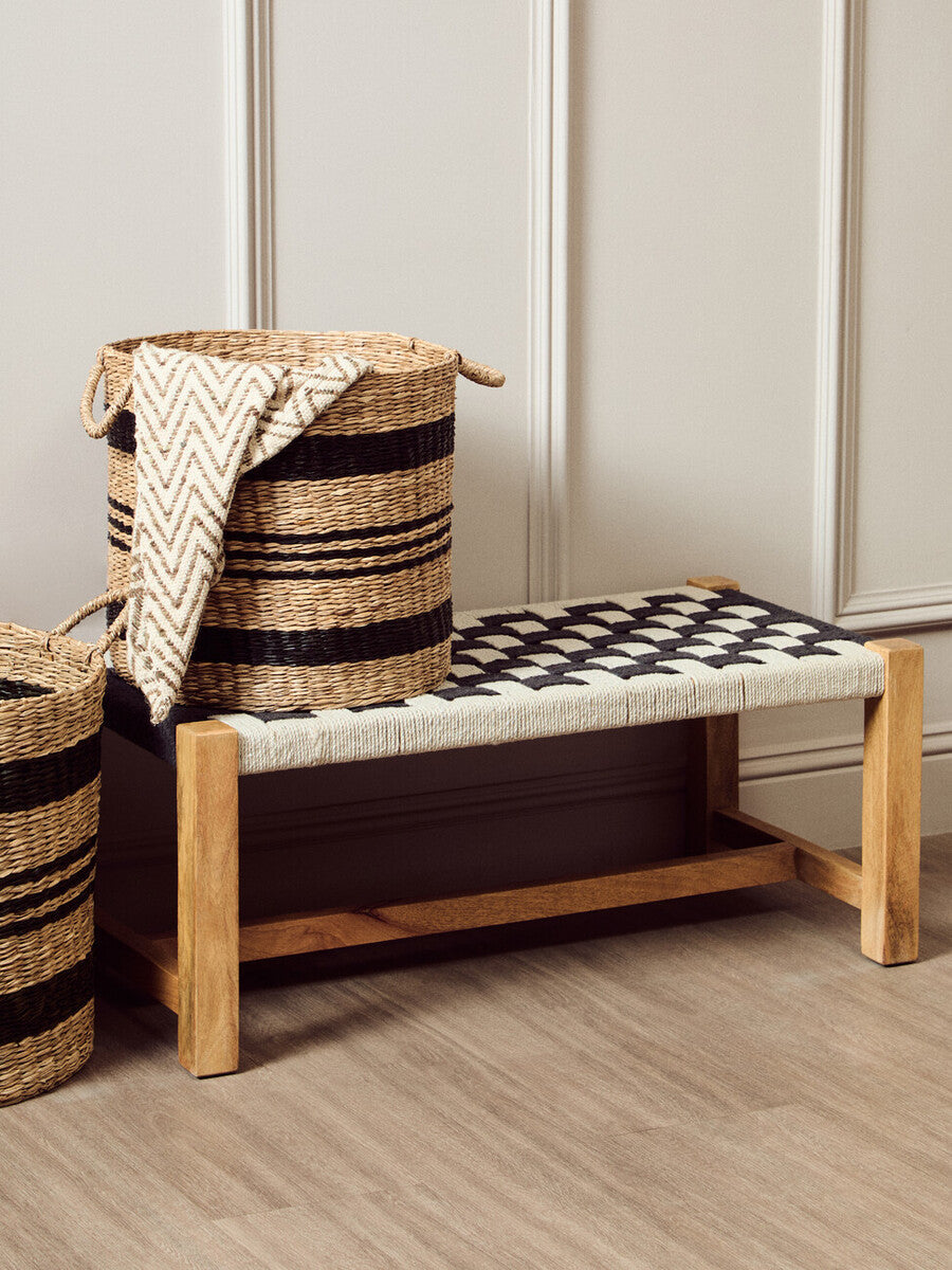 Orsina Arles Set of 2 Seagrass Storage Baskets with Black Stripes