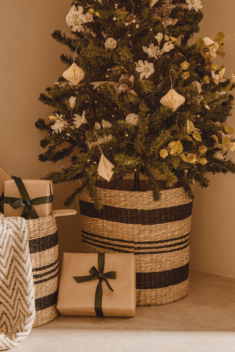 Orsina Arles Set of 2 Seagrass Storage Baskets with Black Stripes
