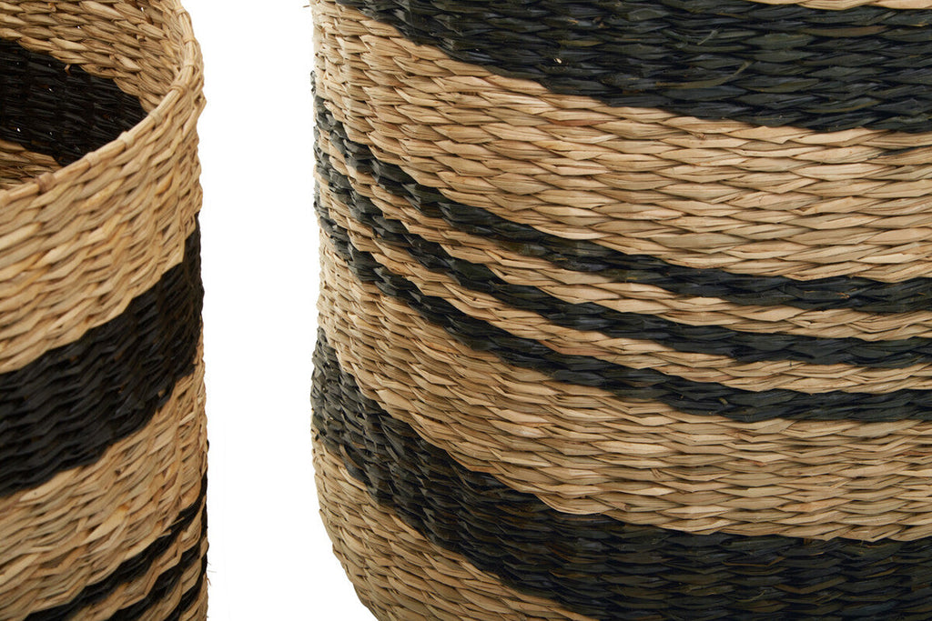 Orsina Arles Set of 2 Seagrass Storage Baskets with Black Stripes