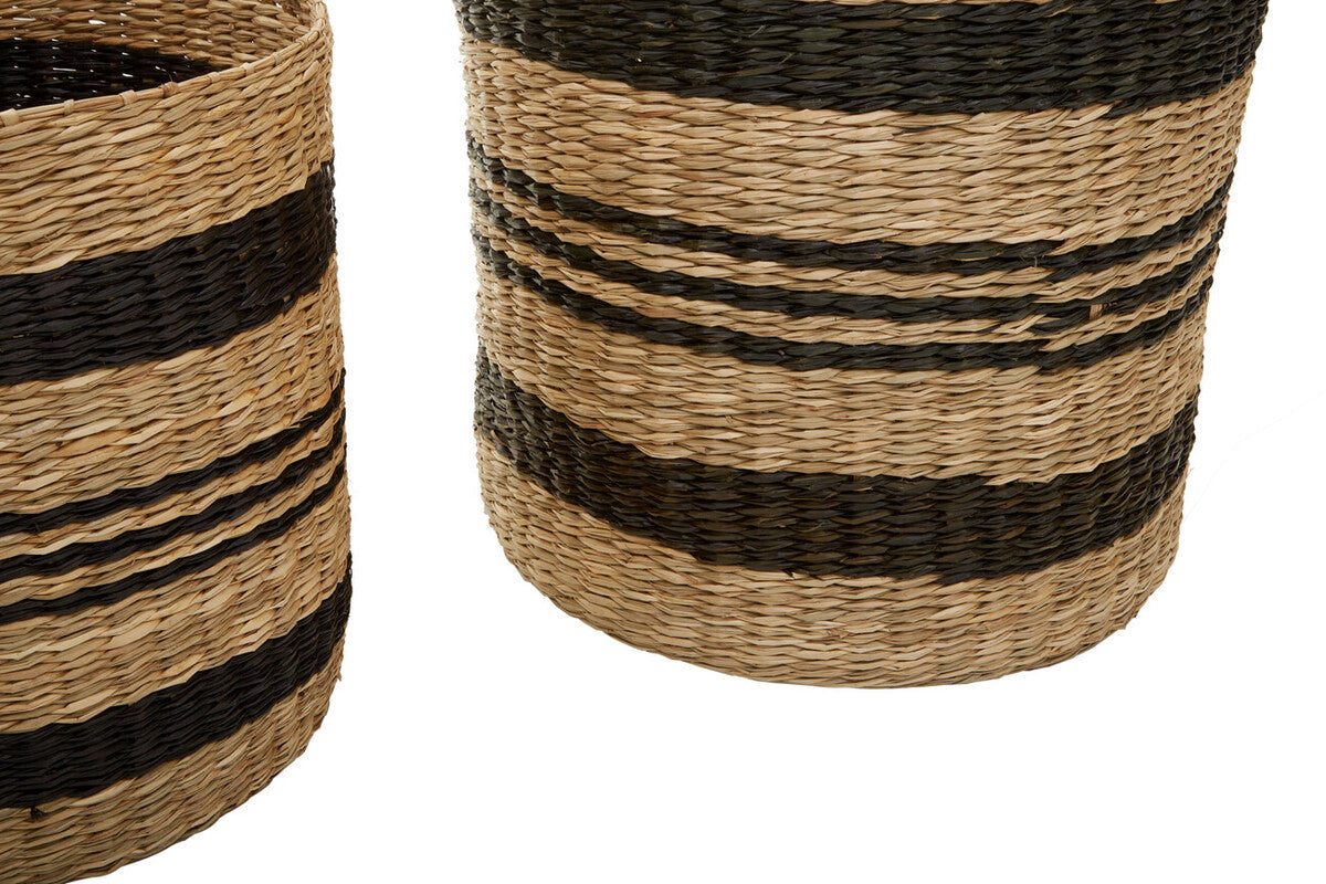 Orsina Arles Set of 2 Seagrass Storage Baskets with Black Stripes