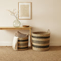 Orsina Arles Set of 2 Seagrass Storage Baskets with Black Stripes