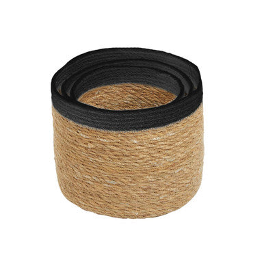 Orsina Lidi Woven Storage Baskets – Set of 3 Natural and Black